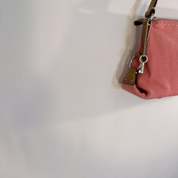 Fossil 1954 Key Pink Woven Straw Leather Floral Lining Spring Shoulder Hand Bag - Picture 2 of 8